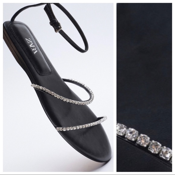 NWT. Zara Black Low Heeled Sandals. Size 7,5. - Picture 7 of 9